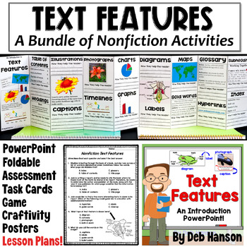 Preview of Nonfiction Text Features BUNDLE: Worksheets, Posters, Activities