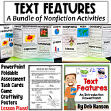 Nonfiction Text Features BUNDLE: Worksheets, Posters, Activities