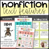 Nonfiction Text Features Posters, BINGO and Calling Cards
