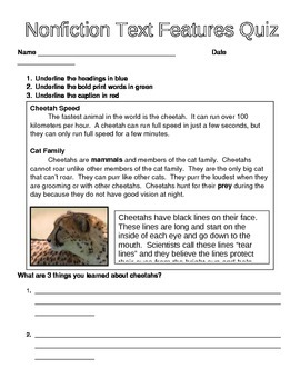 Preview of Nonfiction Text Features - Common Core