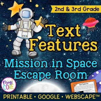 Preview of Nonfiction Text Features Reading Escape Room Worksheet Digital Activity 2nd 3rd