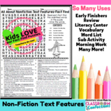 Nonfiction Text Features Activity: (word search, reading facts)