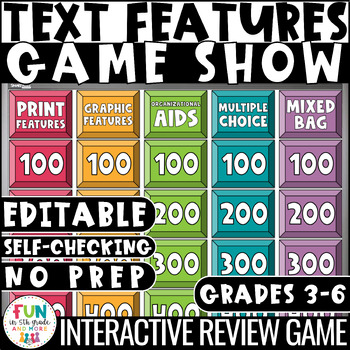 Preview of Nonfiction Text Features Game Show | Test Prep Reading Review Game