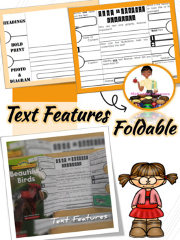 Preview of Nonfiction Text Features | Interactive Notebook Foldable | First Grade