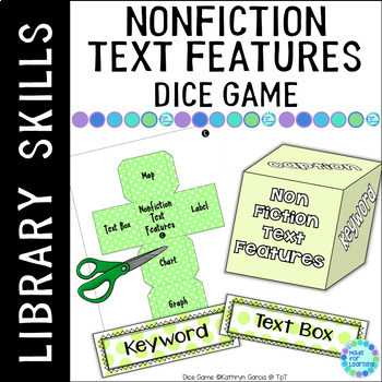 Preview of Nonfiction Text Features Library Games | A Dice Activity