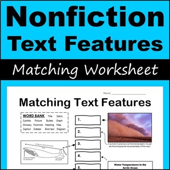 Preview of Nonfiction Text Features Matching Worksheet - PDF & Digital