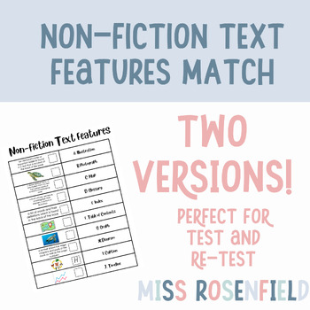 Preview of Nonfiction Text Features Matching Activity / Worksheet | Two versions