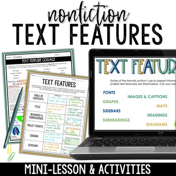 Preview of Nonfiction Text Features Scavenger Hunt & Activity + PowerPoint & Google Slides