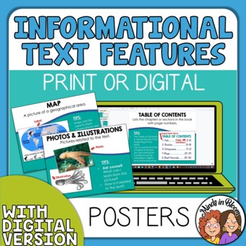 Preview of Informational Text Features Posters - Mini Anchor Charts  for Nonfiction