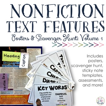 Preview of Nonfiction Text Features: Posters & Scavenger Hunt