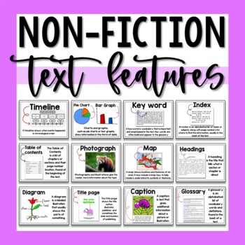 Nonfiction Text Features Posters & Scavenger Hunt | TPT