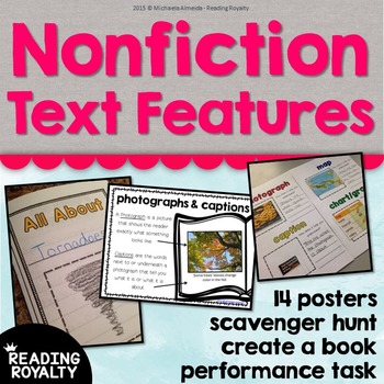 Preview of Nonfiction Text Features (Posters, Scavenger Hunt, Create a Book)