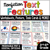 Nonfiction Text Features Anchor Chart, Posters, Worksheets