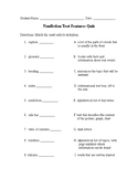 Nonfiction Text Features Quiz