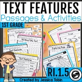 Text Features RI.1.5 Unit, Worksheets, Hunt, 1st Grade Rea