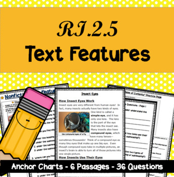 Preview of Nonfiction Text Features - RI.2.5: 2nd Grade Reading