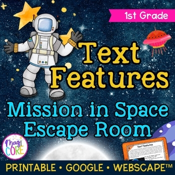 Preview of Nonfiction Text Features Reading Escape Room & Webscape - 1st Grade