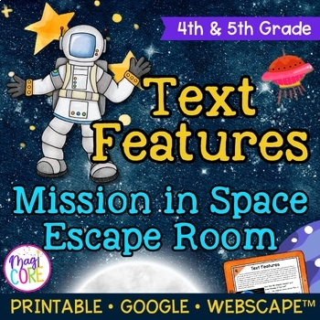 Preview of Nonfiction Text Features Reading Escape Room & Webscape - 4th 5th Grade Passages