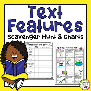 Preview of Nonfiction Text Features Scavenger Hunt and Anchor Chart