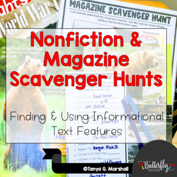Preview of Nonfiction Text Features Scavenger Hunts + Worksheets | Reading Center