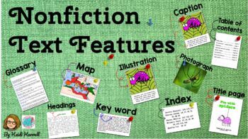 Preview of Nonfiction Text Features Slideshow and Digital Worksheets - Google Classroom 