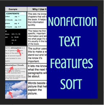 Preview of Nonfiction Text Features Sort