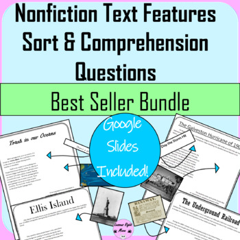 Preview of Nonfiction Text Features Sort Bundle with Comprehension Questions