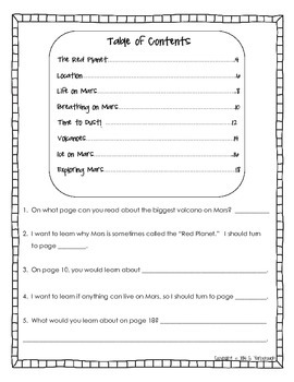 Nonfiction Text Features ~ Using a Table of Contents by The Lit Chick