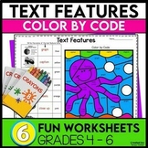 Nonfiction Text Features Worksheets COLOR BY CODE PRINTABLES