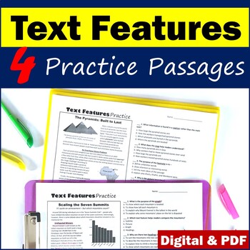 Preview of Nonfiction Text Features Worksheets - Printable & Digital