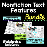 Nonfiction Text Features Worksheets and Self Checking Task
