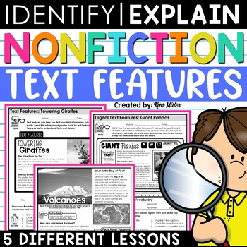 Preview of Nonfiction Text Features for Informational Text Worksheets and Assessments