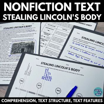 Preview of Nonfiction Text - Stealing Lincoln's Body - Text Structures and Features
