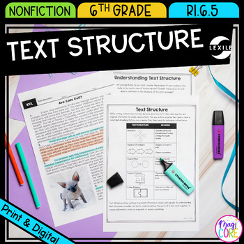 Preview of Nonfiction Text Structure - 6th Grade Reading Comprehension Passages ELA RI.6.5
