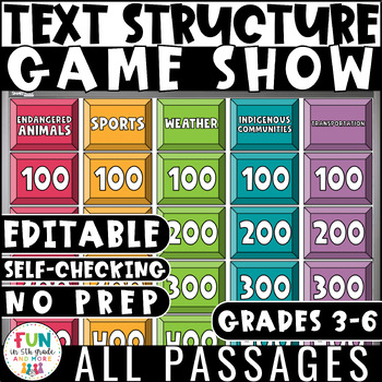 Preview of Nonfiction Text Structure Game Show {LEVEL 2}| ELA Test Prep Reading Review Game