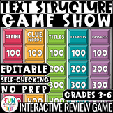 Nonfiction Text Structure Game Show | Test Prep Reading Review Game | Digital