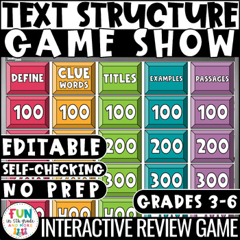 Preview of Nonfiction Text Structure Game Show | Test Prep Reading Review Game