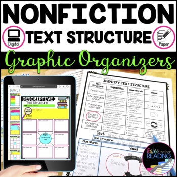 Preview of Nonfiction Text Structure Graphic Organizers, Compare and Contrast, Cause Effect