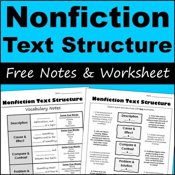 Preview of Nonfiction Text Structure Notes & Worksheet - PDF & Digital