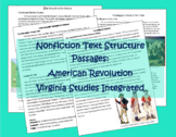 Nonfiction Text Structure Passages American Revolution - V