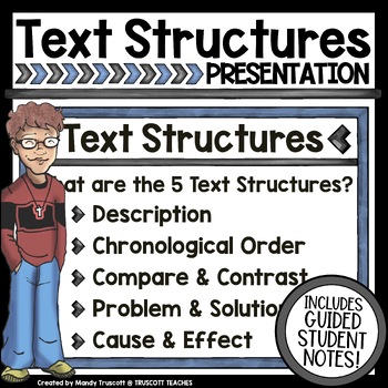 Preview of Nonfiction Text Structure Presentation & Guided Student Notes: Print & Digital