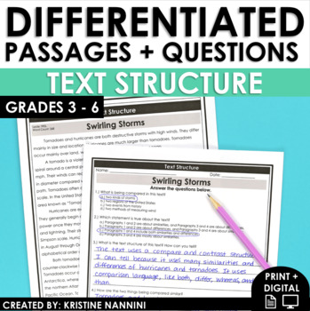 Preview of Nonfiction Text Structure Differentiated Reading Comprehension Passages