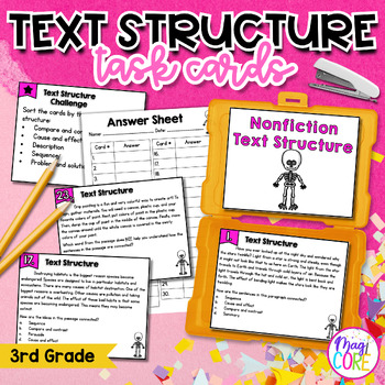 Preview of Nonfiction Text Structure Task Card Activity Informational Text 3rd Grade RI.3.8