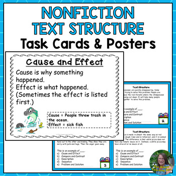 Preview of Nonfiction Text Structure Task Cards and Posters for 4th and 5th Grade