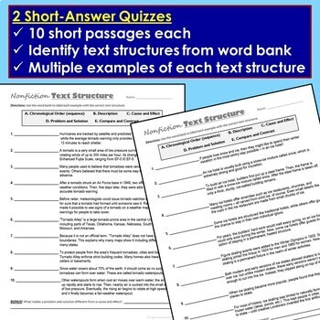 nonfiction text structure worksheets printable digital tpt