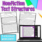 Informational Text Structure worksheet in Print and Digital with Easel
