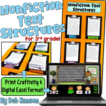 Preview of Nonfiction Text Structures: 3 Worksheets or Craftivity for Third Grade