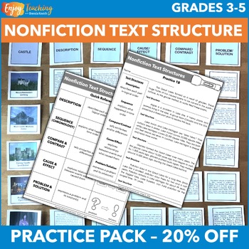 Preview of Nonfiction Text Structures Practice or Centers - Worksheets & Sorting Activity