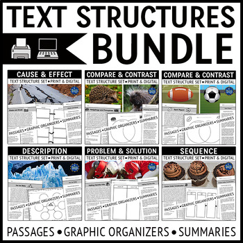 Preview of Nonfiction Text Structures Reading Passages and Graphic Organizers Bundle
