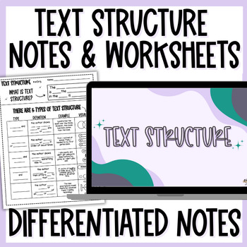 Preview of Nonfiction Text Structures Slides, Worksheets, Passages, Graphic Organizers 6-8